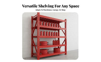 Red Fire Equipment Rack Extra Thick Material Multi-Layer Warehouse Shelving Commercial Grade Heavy Duty Metal Storage Rack for Shop Owners, Workshop