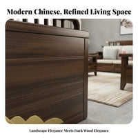 New Chinese Design Sofa Set Firm-Support Sponge Cushions Ebony Wood Sofa Combination Accent Pillows Included Solid Hardwood Furniture Room Furniture