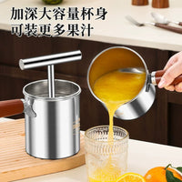Stainless Steel Manual Juicer, Mini Portable with Spout Design