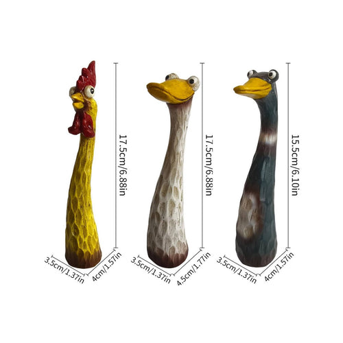 Screaming Chicken Statue Weather-Resistant Resin Googly Eye Duck Figurine