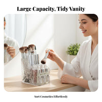Multi-Section Makeup Organizer Transparent Design Multi-Compartment Storage Box