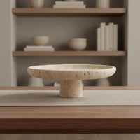 Mineral Serving Tray Nordic Travertine Fruit Bowl Scratch Resistant Marble Tray for Tabletop