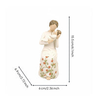 Sentimental Mother Daughter Figurine Delicate Painted Details Family Love Ornament Soft Colors Mother Child Figurine Handmade Look for Living Room, Bedroom, Entryway