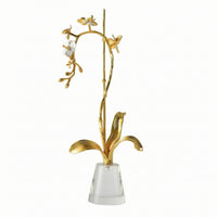 Floral Figurine Lustrous Flower Figurine with Crystal Base Decorative Decor for Console Table