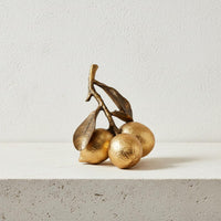 Gold Lemon Ornament Textured Surface Fruit Statue Artisanal for Bookshelf