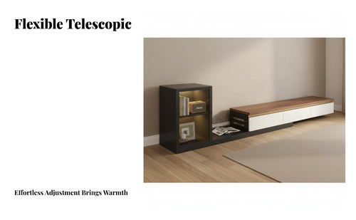 Scratch Resistant Extendable TV Stand and Coffee Table Set Tempered Glass Top LED Lighted TV Cabinet and Table Combo Media Console with LED Light