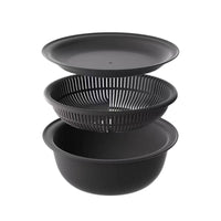 3 Pieces Food Grade Kitchen Colander Bowl Set Double Layer Drain Basket with Tray Quick Drainage Colander and Bowl Set Easy to Clean for Countertop