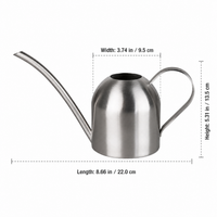 450ml Silver Mini Watering Can, Steel Indoor Watering Can with Ergonomic Grip, for Potted Plant & Houseplant Care