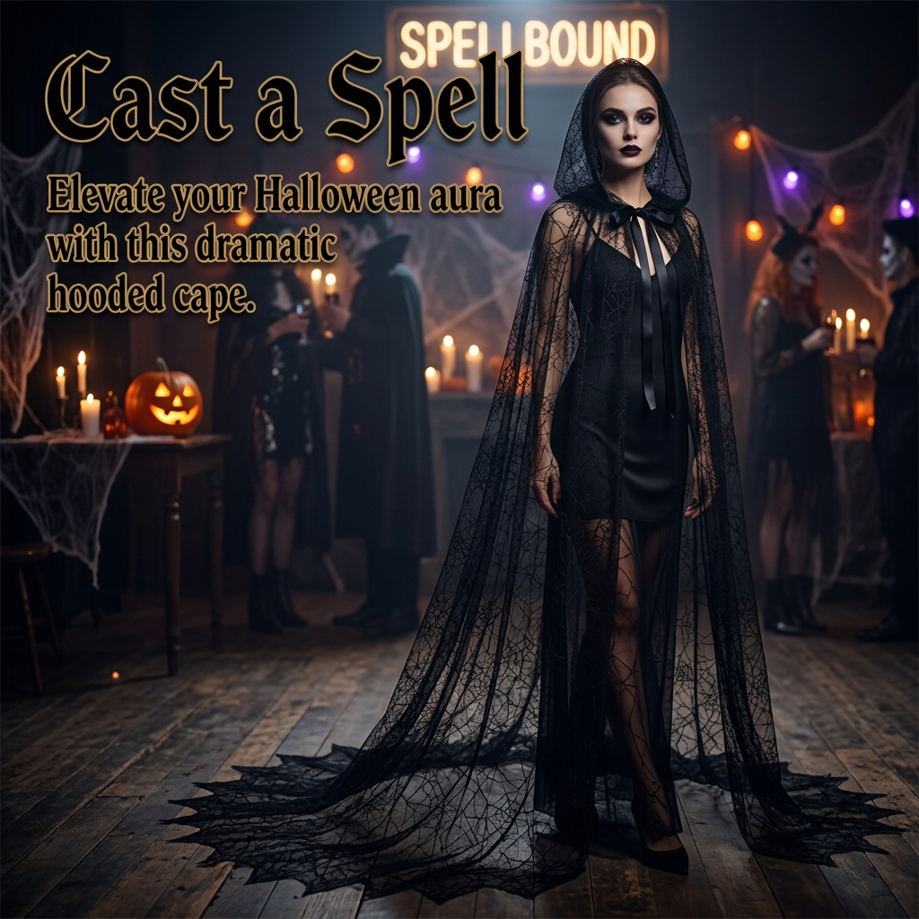 Fancy Dress Hooded Cape, Witch Cosplay Accessories, Halloween Party Costume, Masquerade Party Hooded Cloak, Gothic Fashion Cape Witch