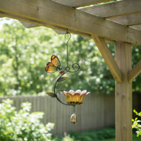 Bird Feeder with Dragonfly Iron-Style Garden Ornament Outdoor for Gardeners