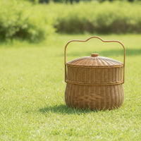 Picnic Basket with Lid Artisanal Wicker Basket with Handle Decorative
