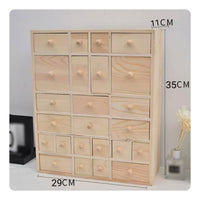Wooden Drawer Organizer Multiple Drawers Wood Desktop Organizer Compact Size Wood Storage Cabinet