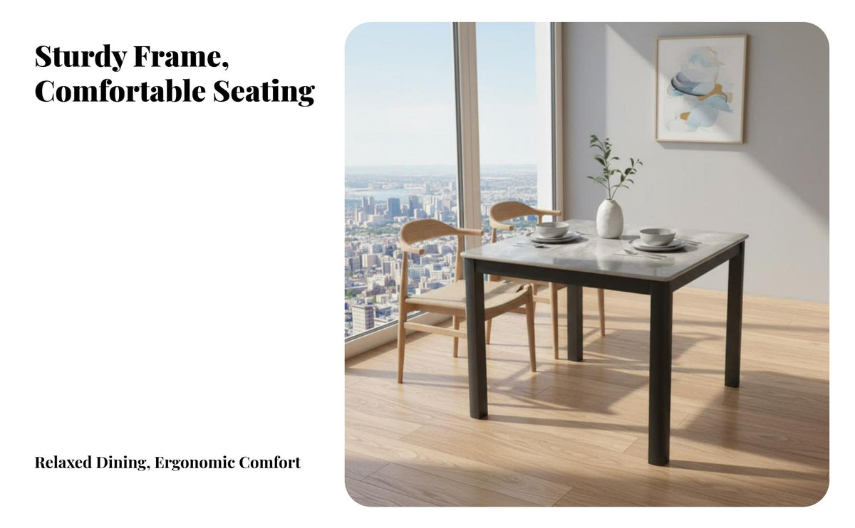 Square Table with Chairs Space Saving Square Pedestal Dining Set Easy to Clean Comfortable Seating for Families, Hosts, Kitchen