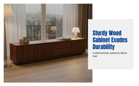Solid Wood TV Cabinet, Modern Nordic Minimalist, Wall-Mounted Living Room Storage, Floor Standing, Small Apartment Combination