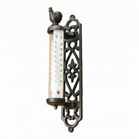 Cast Iron Wall Thermometer Ornate Vintage Wall Thermometer Dark Metal Finish