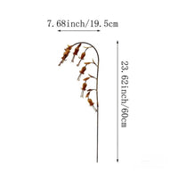 Arched Flower Stake Rust-Brown Leafy Metal Stake Bell-Shaped