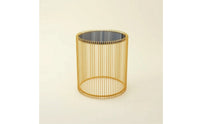 Openwork Side Table with Glass Surface Lightweight Glass Surface Side Table Modern Furniture Minimalistic for Balcony