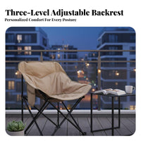 3level Adjustable Highspine Padded Moon Chair Foldable Design Packable Outdoor Chair Lightweight Portable Seating Breathable material for outdoor enthusiasts, Adults, fishermans, Camping, Fishing, al-fresco meal, spineyard