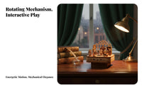 DIY Wooden Music Box, Cat Gathering 3D Model Kit, Rotatable Assembly Toy