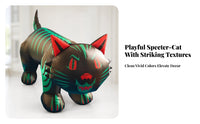 Inflatable Cat with Green Stripes | Glossy Air-Filled Construction, Vivid Graphic Detailing, for Yard