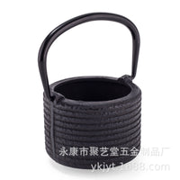 可立手柄铸铁香炉罗纹风格黑色生铁燃烧炉适合装饰烛台冥想香薰碗