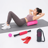 Fascia Roller Set Violet 33cm Hollow, EVA Foam, Fascia Ball 6.3cm, Massage Ball & Massage Stick 38cm, for Muscle Relaxation & Fitness