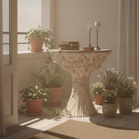 Console Table with Carved Base Vintage-Inspired Furniture Distressed Shabby-Chic for Entryway, Hallway