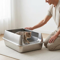 Extra Large Litter Box Splash Proof High Wall Feline Toilet Easy to Clean