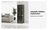 Dust-Proof Multi-Tier Bookcase with Doors Optional LED Lighting Tall Shelving Single-Tier with Doors Modern Design Display Cabinet Sturdy Construction for Book Lovers, Office Workers, Living Room, Bedroom, Library, Kitchen