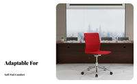 Adjustable Height Armless Drafting Chair Ergonomic Back Support Armless Rolling Chair with Footrest Padded Seat Cushion Office Furniture Easy to Clean for Receptionists, Professionals, Students, Reception Area, Conference Room, Studio, Standing Desk Setup