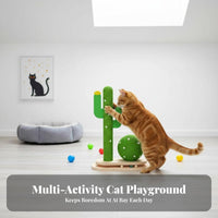 Triple-Function Activity Center Cactus scrapeing Post with sphere track system Interactive Play Cat scrapeer Relieves Boredom Feline Plaything nailResistant for felines, Kittens, Indoors, Playroom, Living Room, Bedroom