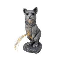 Solar Resin Dog Statue Outdoor Dog Figurine with Solar Light Self-Charging