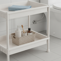 Multi-layer Plastic Bathroom Basin Storage Rack with Hollow Panels