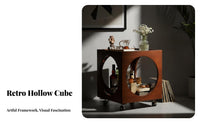 Wheeled Cube Table with Cutouts Sturdy Construction Household Furniture