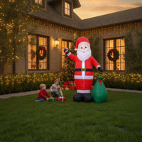 Giant Inflatable Santa with Gift Bag Easy Inflation Santa Inflatable with Gift Bag Built-in LED Lawn Decorations Bright for Storefront