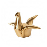 Ceramic Crane Decorative Piece Glazed Finish Folded-Paper-Inspired Crane