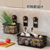 Kitchen Wall-Mounted Suction Cup Storage Rack, Drainage, No Drilling, Multifunctional