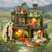 DIY Fairy Garden House Kit Warm Lighting 3D Wooden Model Kit Stable Structure Light up Miniature Dollhouse for Teens, Home Decor