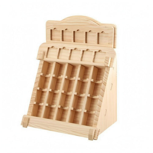 Slanted Storage Rack Stepped Design Wooden Display Rack Freestanding