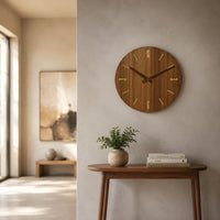 Round Wooden Wall Timepiece Minimalist Wood Wall Timepiece Slim Markers