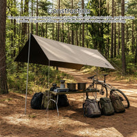 Rectangular Tarp Canopy PU3000+ Camping Sun Sail Khaki