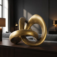 Tabletop Sculpture with Curved Loop Gold Abstract Loop Statue Elegant Curved Sculpture for Living Room