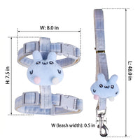 Cat Harness and Leash Set for Outdoor Use, Adjustable Nylon Walking Harness with Animal Motif, Escape Proof Cat Walking Set, Gift Item for Pets