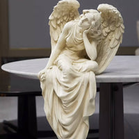 Angel Figurine Sculpted Angel Statue Resin for Living Room, Balcony, Collectors