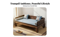 Chinese Arhat Bed Multi-Functional Solid Elm Wood Couch Mortise and Tenon Structure Traditional Meditative Design Daybed for Business Owners