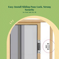 Sliding Pane Lock, Aluminum Alloy Security Latch, Universal Fit for Horizontal/Upright Panes, secureTheft, Quick Installation