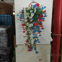 Patriotic Hanging Flower Basket for Red, White, and Blue Holiday Party Decoration