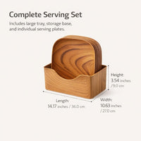 PP Wood Snack Tray Set, Stackable Lightweight Dessert Plates for Food Presentation, Appetizer Dish for Movie Night Tea Time