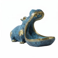 Hippo Tray Sculpted Hippo Figurine Seated for Desk