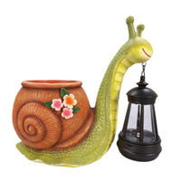 Planter with Lantern Whimsical Garden Ornament Textured for Patio